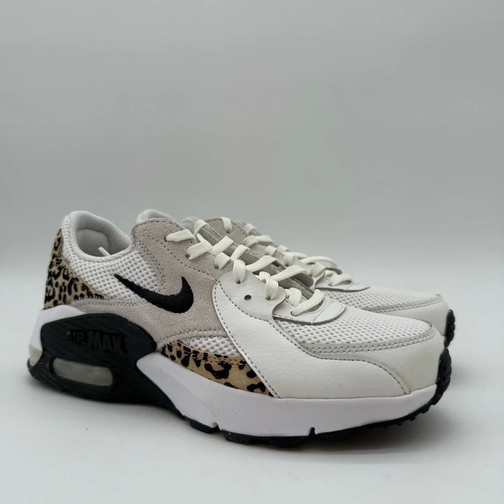 Nike Air Max Excee White Leopard Print Athletic Shoe HQ2115 100 Women Size 8 - Picture 1 of 10